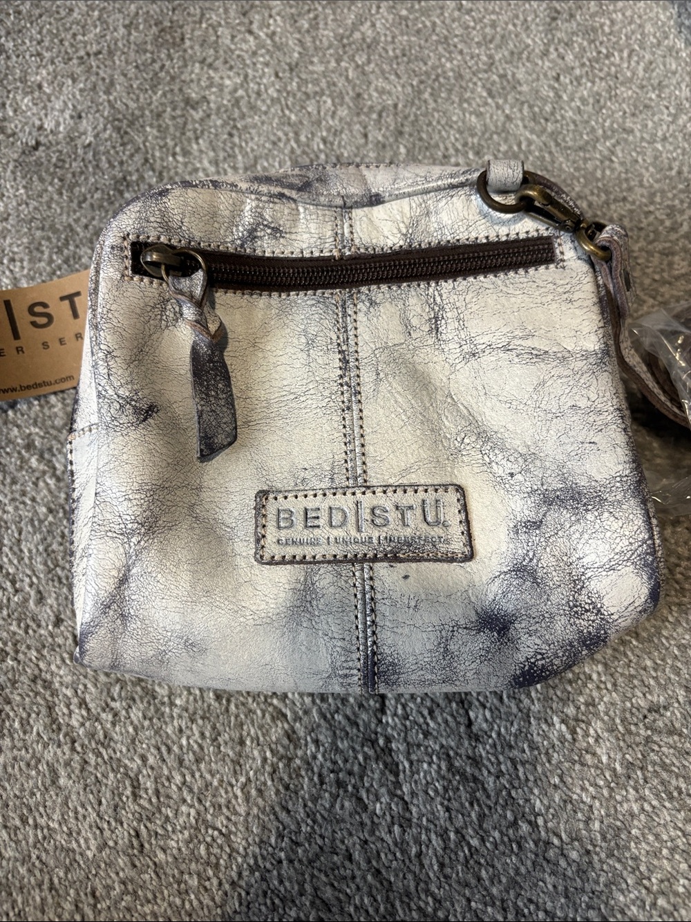 Bed Stu Silver-White Distressed Crossbody Bag